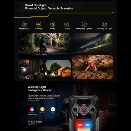  Ulefone Armor 30, 12 Go + 512 Go, vision nocturne, téléphone robuste IP68/IP69K, écran 6,95 pouces, Android 15, MediaTek Helio G100 Octa Core, réseau : 4G, NFC, OTG (noir) SU935B1963-022